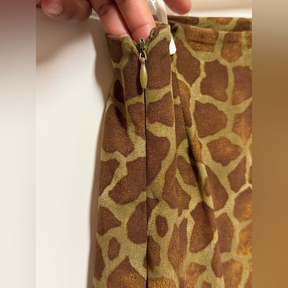 Vintage Women’s Green Brown Animal Print Apparel Giraffe Print Skirt Size 10 - Picture 3 of 7